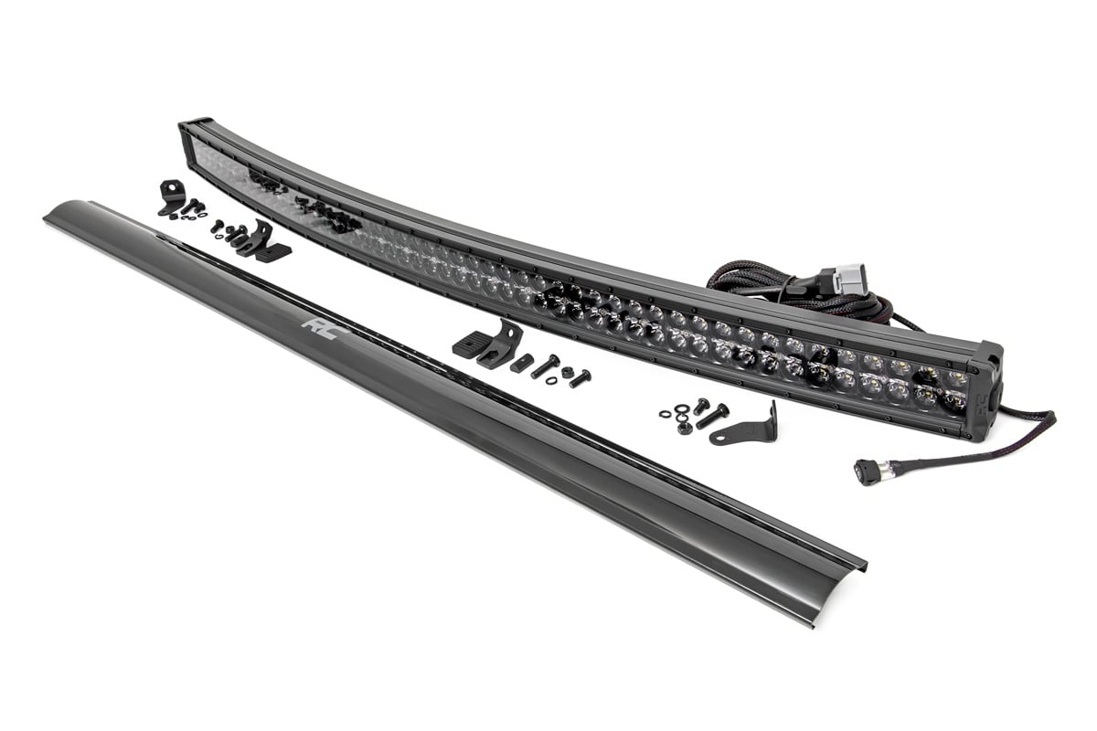 LED Light Bar - Rough Country - Curved, Dual Row, Cool White DRL - Black